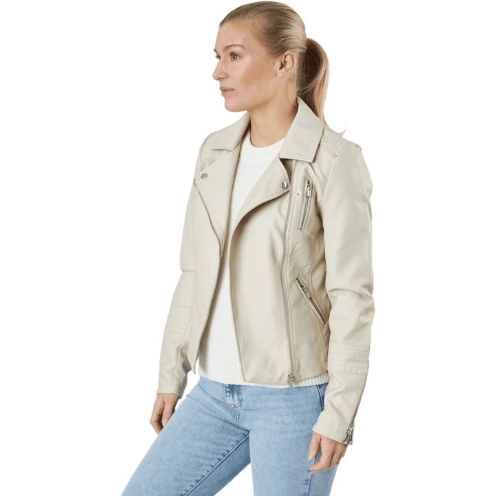 Onlgemma - Veste de motard en similicuir avec doublure argentée