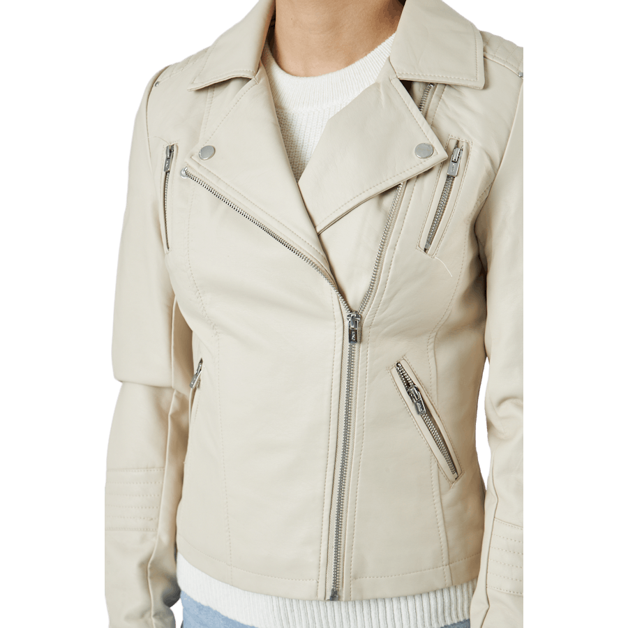 Onlgemma - Veste de motard en similicuir avec doublure argentée