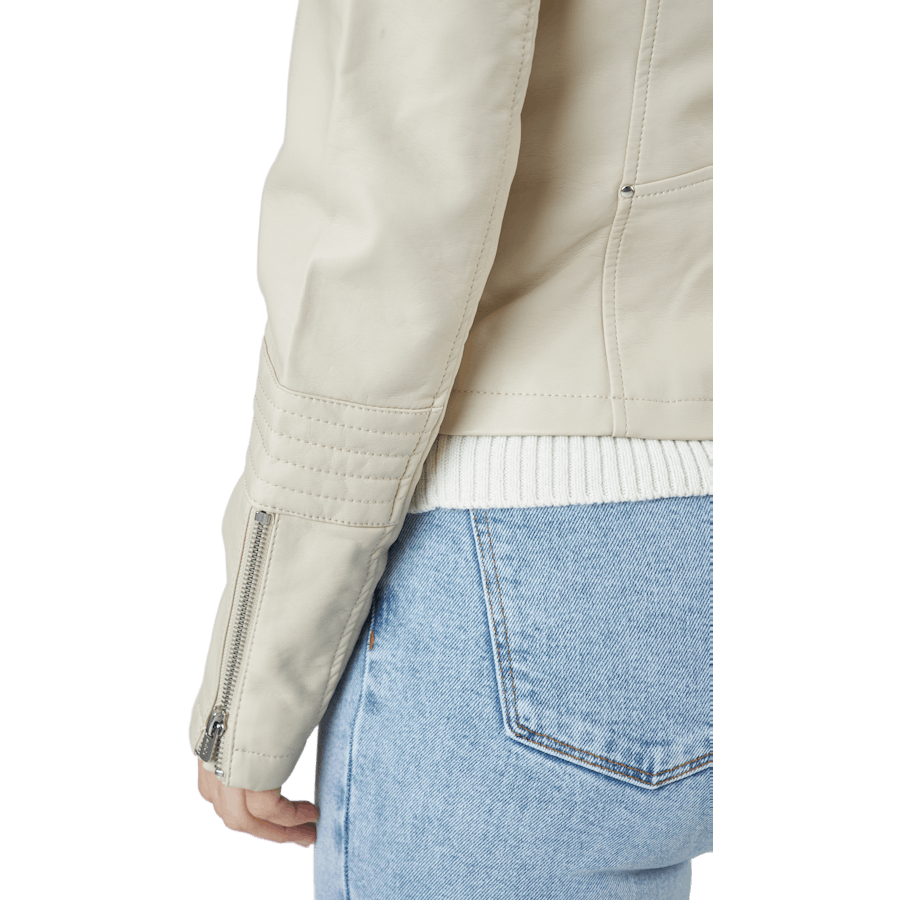 Onlgemma - Veste de motard en similicuir avec doublure argentée