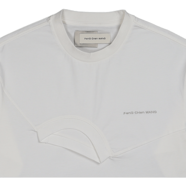 T-shirt à manches longues et col rond blanc