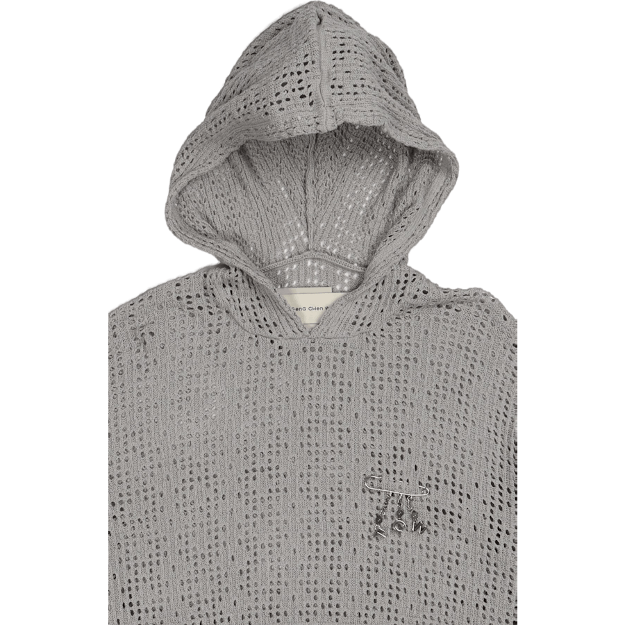 Sweat à capuche en tricot gris