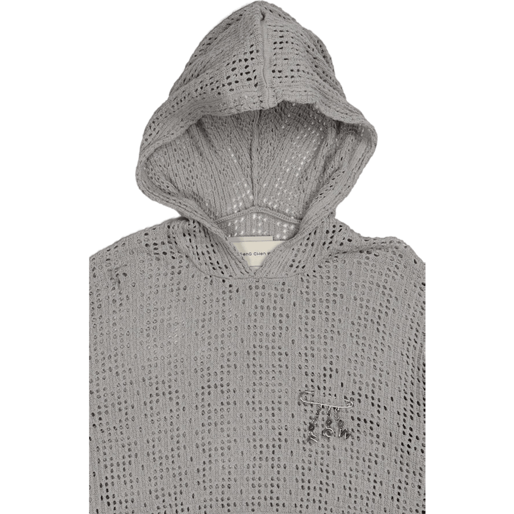 Sweat à capuche en tricot gris