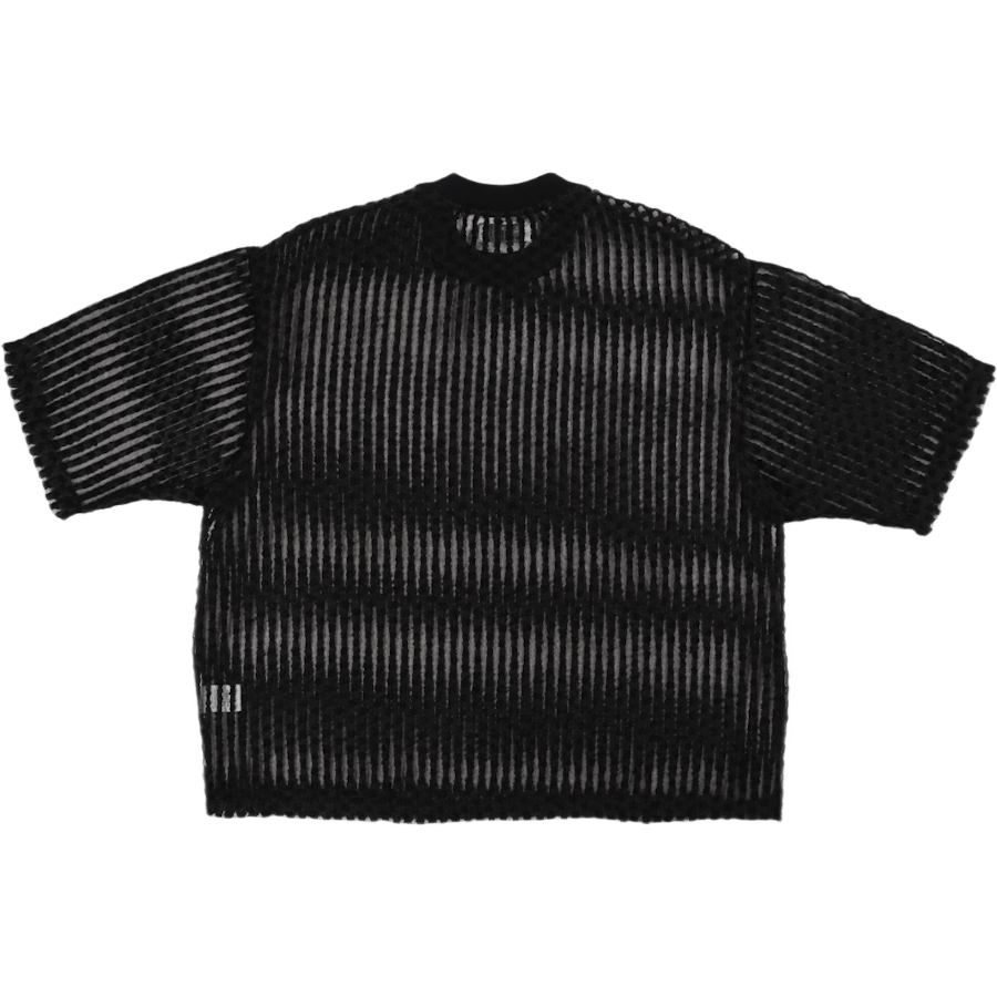Chemise large à manches courtes en organza noir pour femme