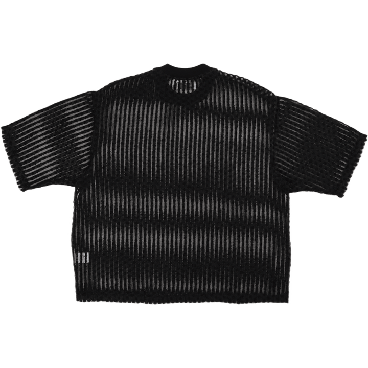 Chemise large à manches courtes en organza noir pour femme