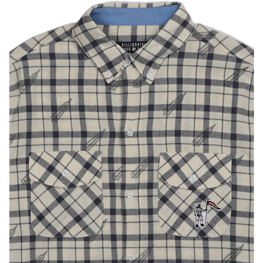 Printed Check Shirt Off White