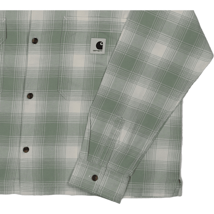 W' L/s Deaver-paita Deaver Check, Misty Sage, sumuinen salviaa