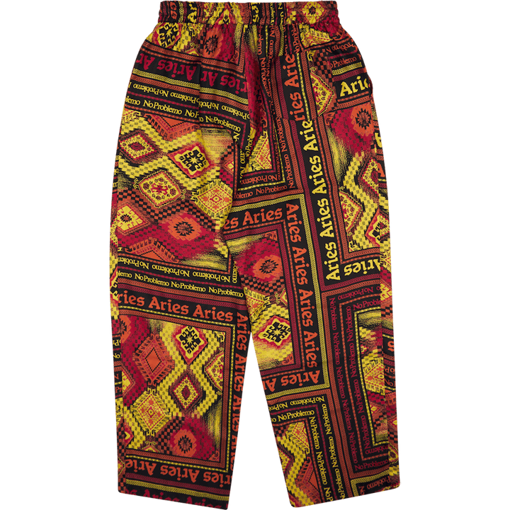 Pantaloni da viaggio in seta con stampa a sciarpa Multi