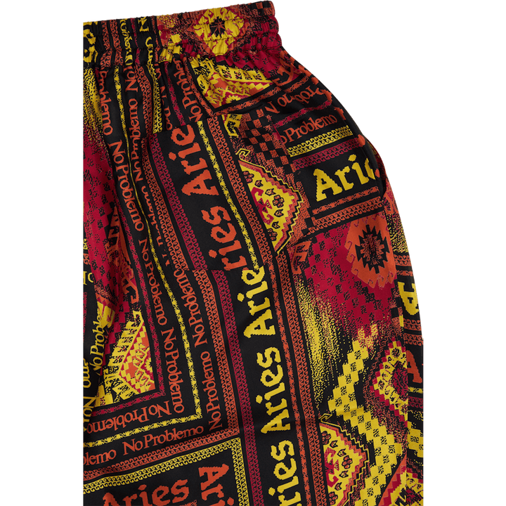 Pantaloni da viaggio in seta con stampa a sciarpa Multi