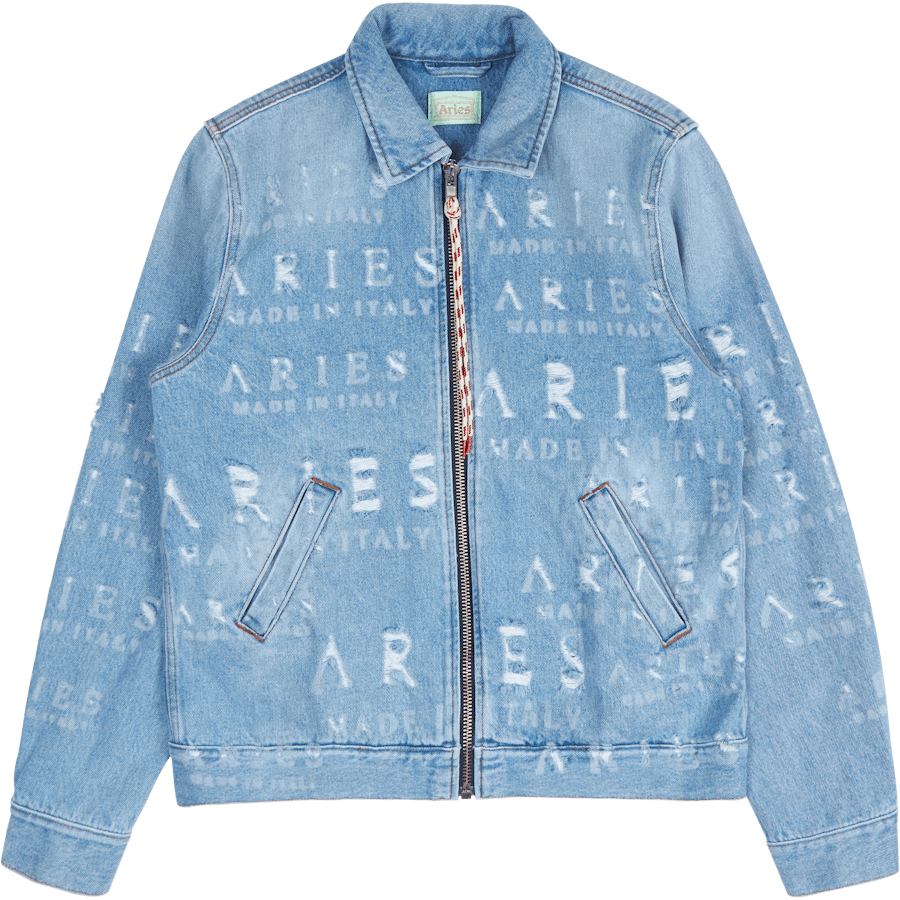 destroyed jean jacket blue – Footway.com