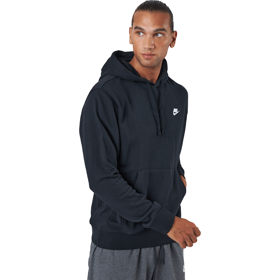 Sportswear Club Pullover Hoodie för män SVART/BLACK/WHITE