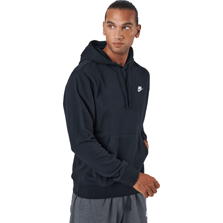 Sportswear Club Pullover Hoodie för män SVART/BLACK/WHITE