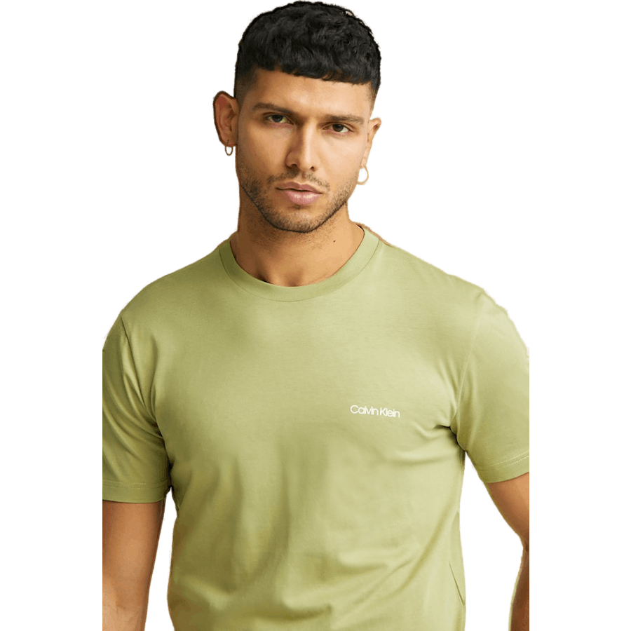 T-shirt en coton avec logo sur la poitrine, couleur sauge