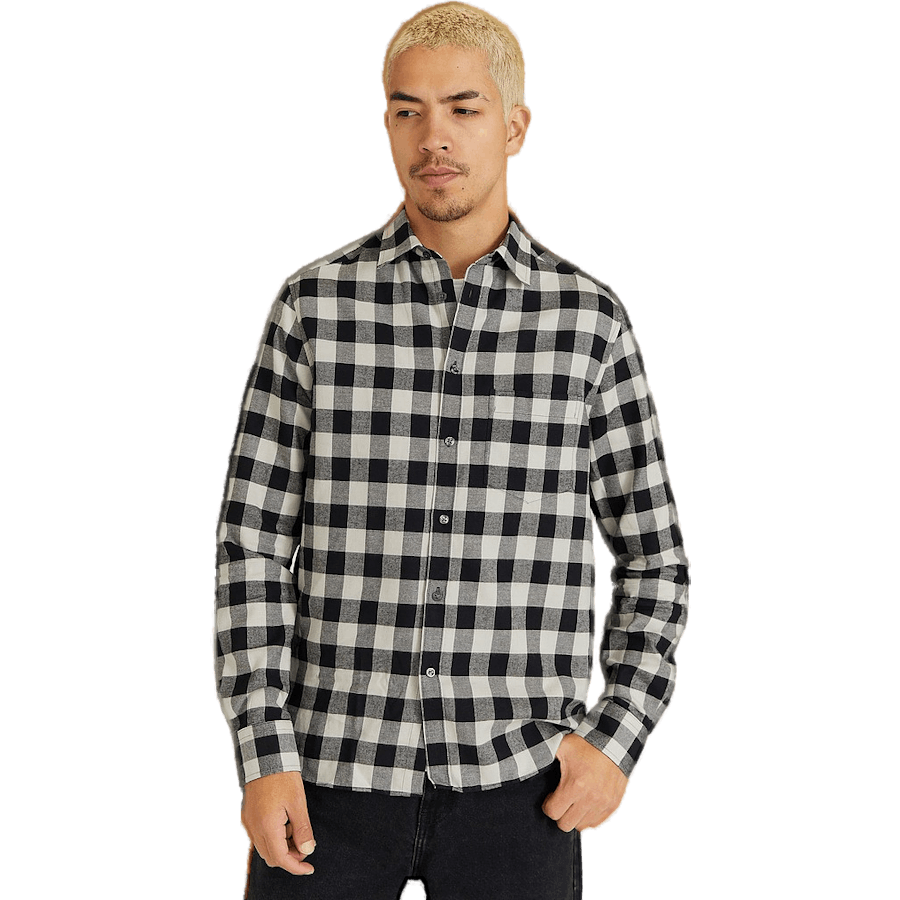 Woton Gingham Reg Fit -paita musta