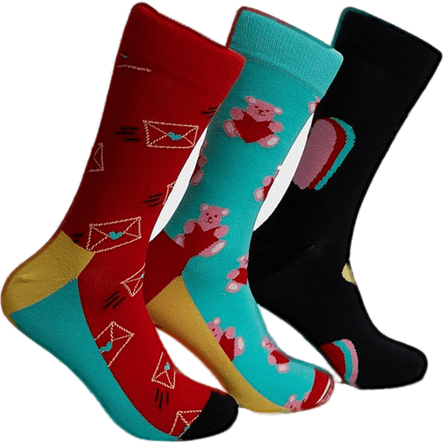 Lot de 3 paires de chaussettes « Je t'aime » - Cadeau S - Taille M
