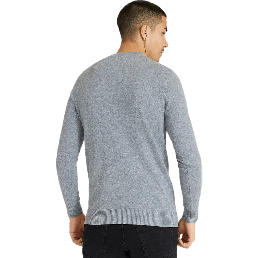 Pull mi-long à col en V en coton mérinos