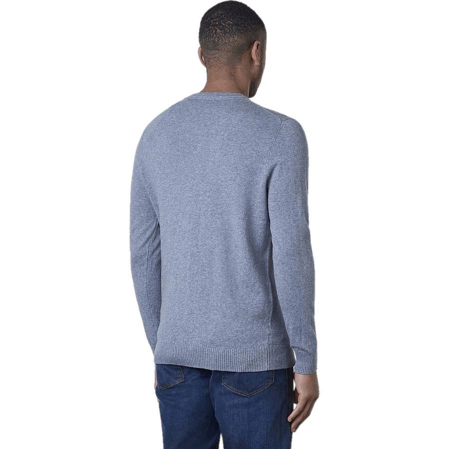 Pull mi-long à col en V en coton mérinos