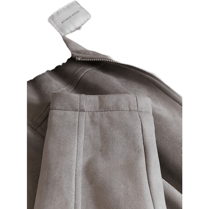 Veste Teddy en simili-daim gris