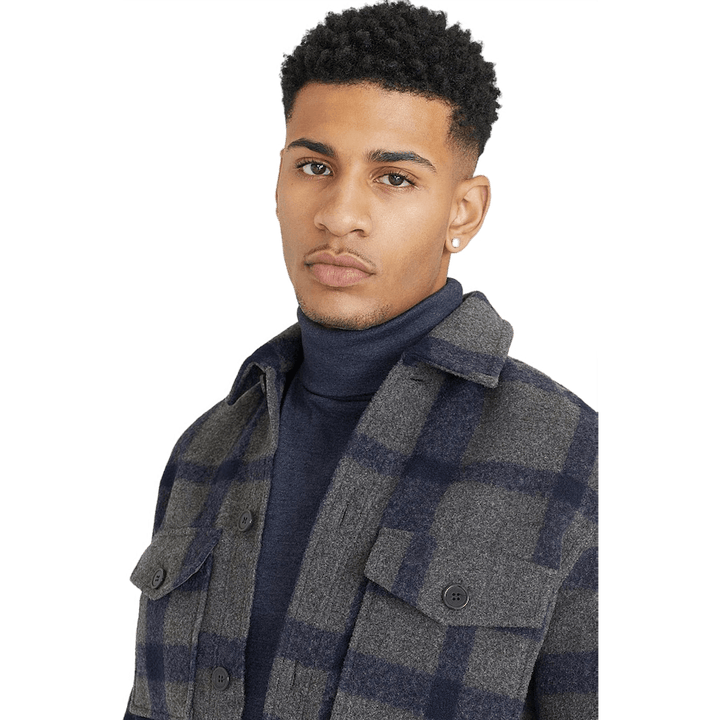 Col roulé bleu marine mélangé