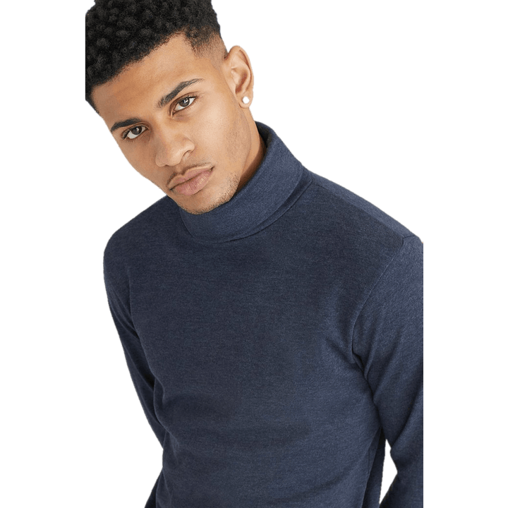 Col roulé bleu marine mélangé
