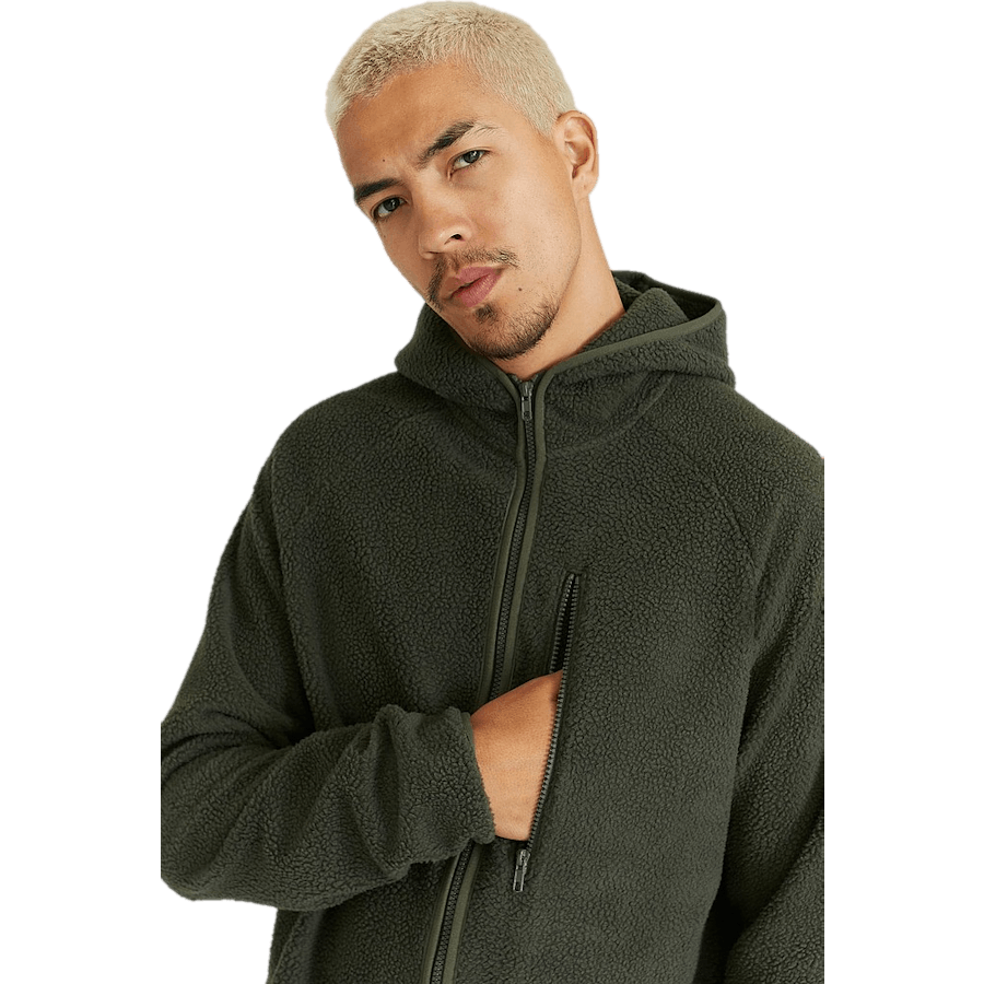 Capuche zippée en velours doux vert