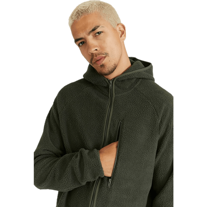 Capuche zippée en velours doux vert