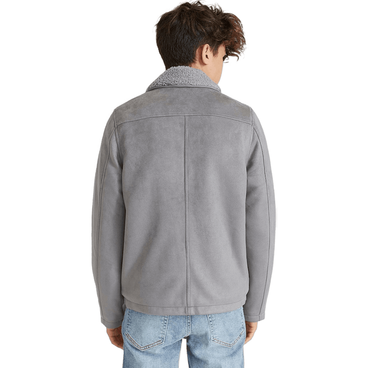 Teddy Fake Suède Jas Grijs