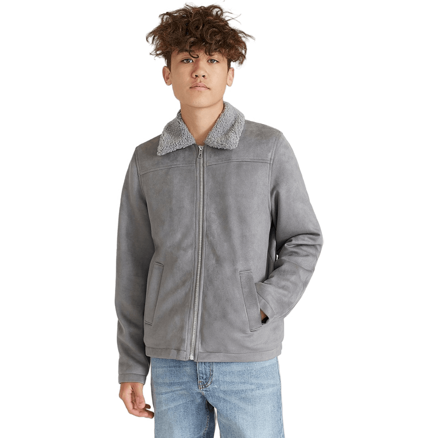 Teddy Fake Suède Jas Grijs