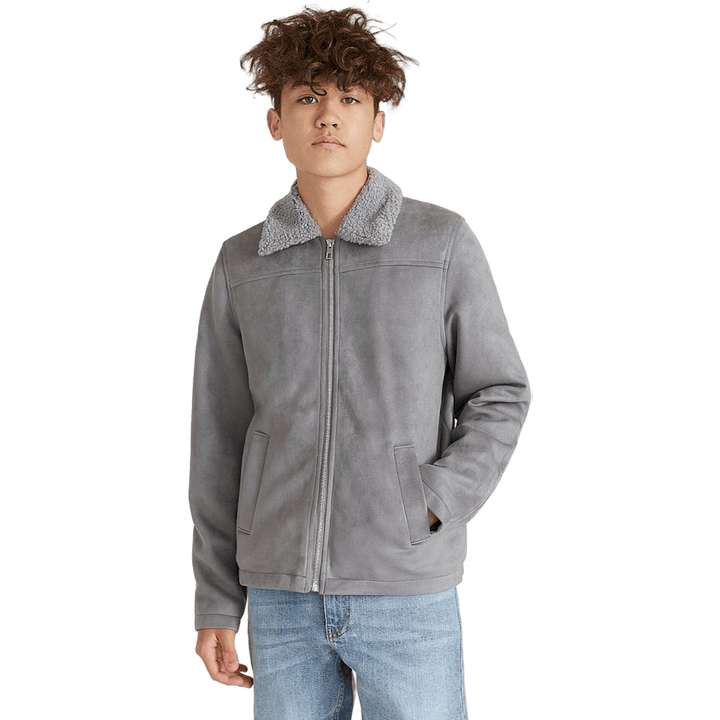 Teddy Fake Suède Jas Grijs