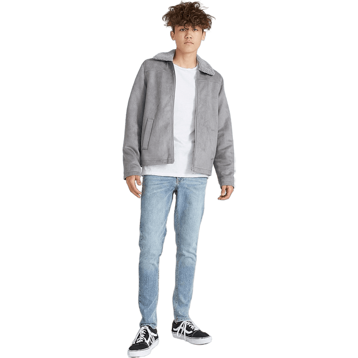 Teddy Fake Suède Jas Grijs