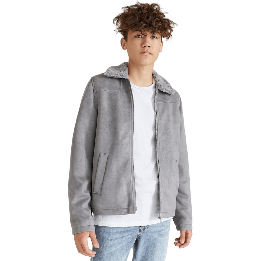 Teddy Fake Suède Jas Grijs