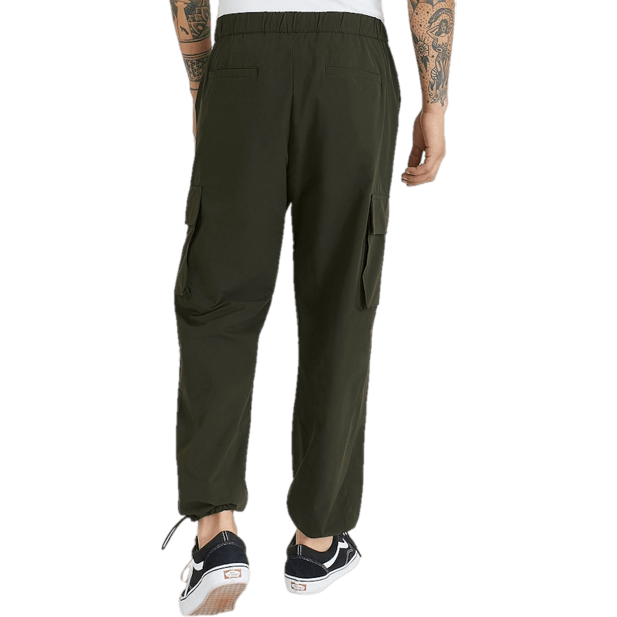 Losse nylon broek donker leger