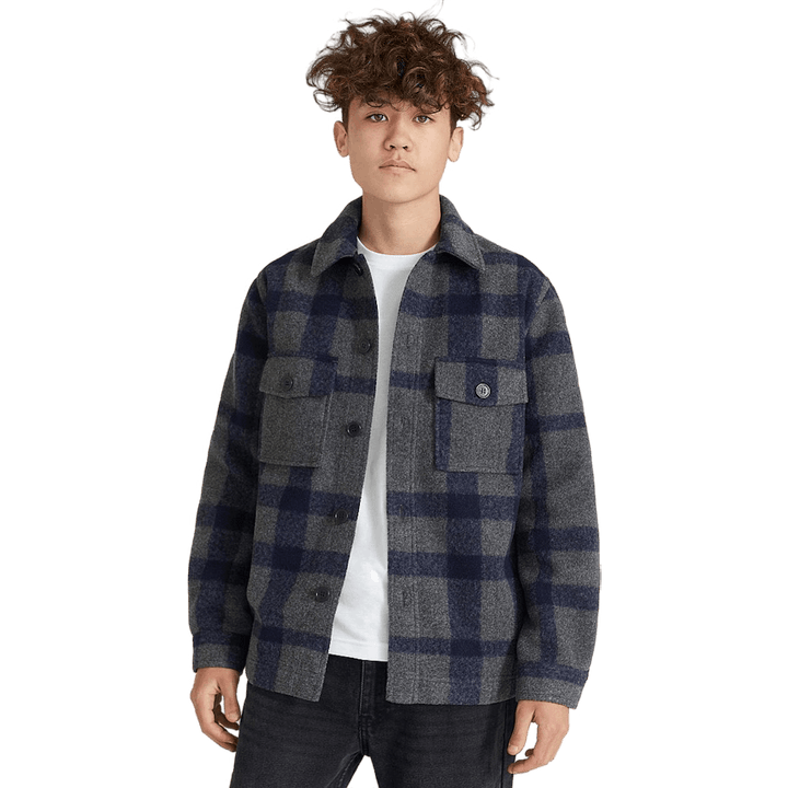Studio Check Overshirt harmaa/laivastonsininen
