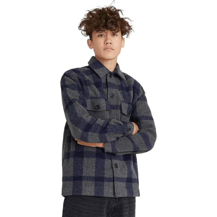 Studio Check Overshirt harmaa/laivastonsininen