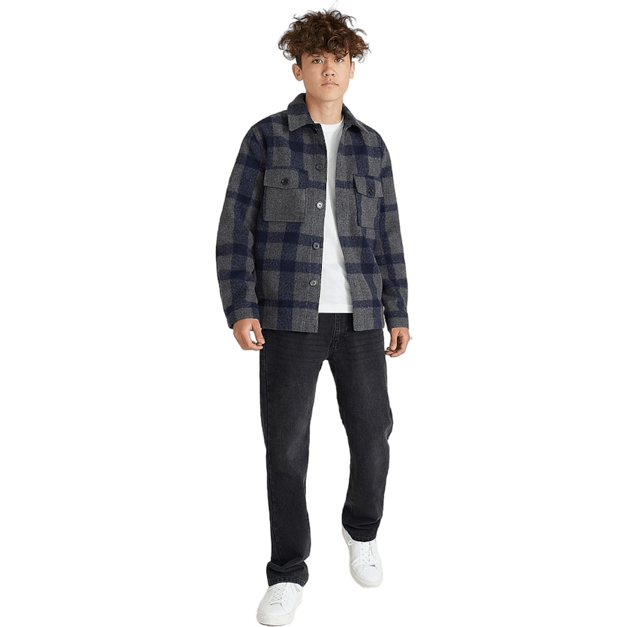 Studio Check Overshirt harmaa/laivastonsininen