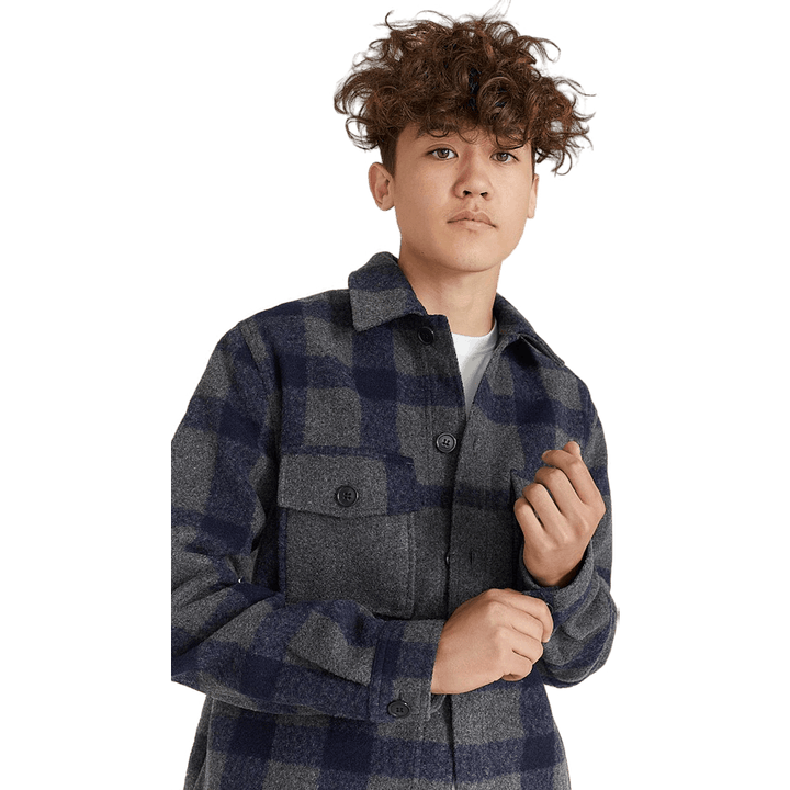 Studio Check Overshirt harmaa/laivastonsininen
