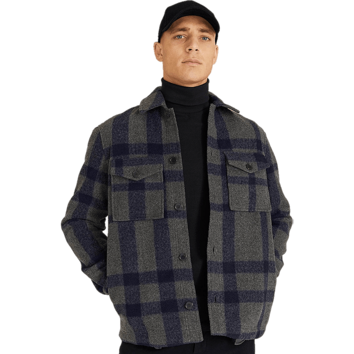 Studio Check Overshirt harmaa/laivastonsininen