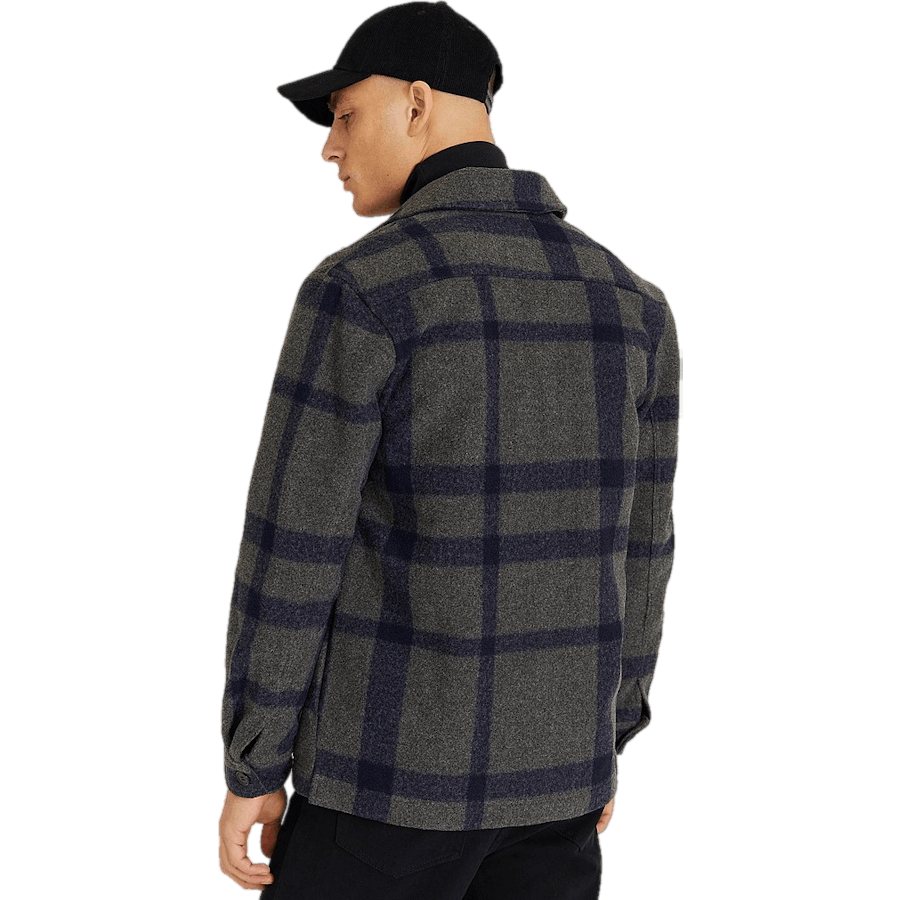 Studio Check Overshirt harmaa/laivastonsininen