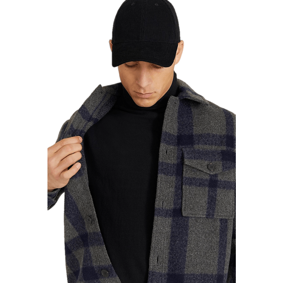 Studio Check Overshirt harmaa/laivastonsininen