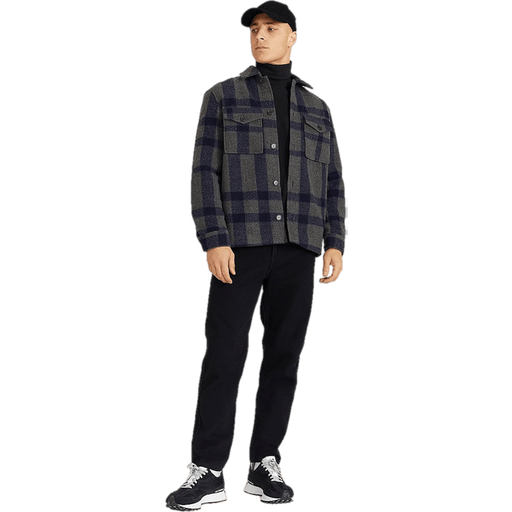 Studio Check Overshirt harmaa/laivastonsininen