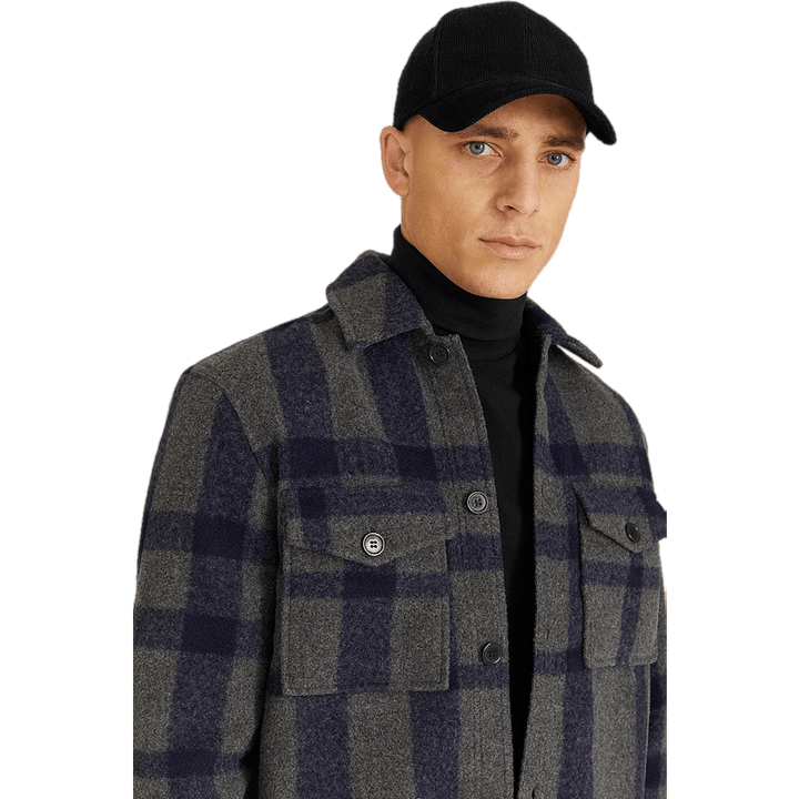 Studio Check Overshirt harmaa/laivastonsininen