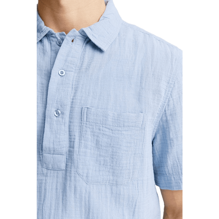 Soft Half Placket paita Lt sininen