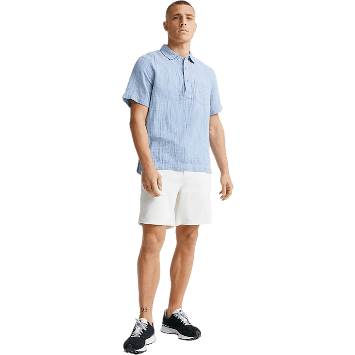 Soft Half Placket paita Lt sininen
