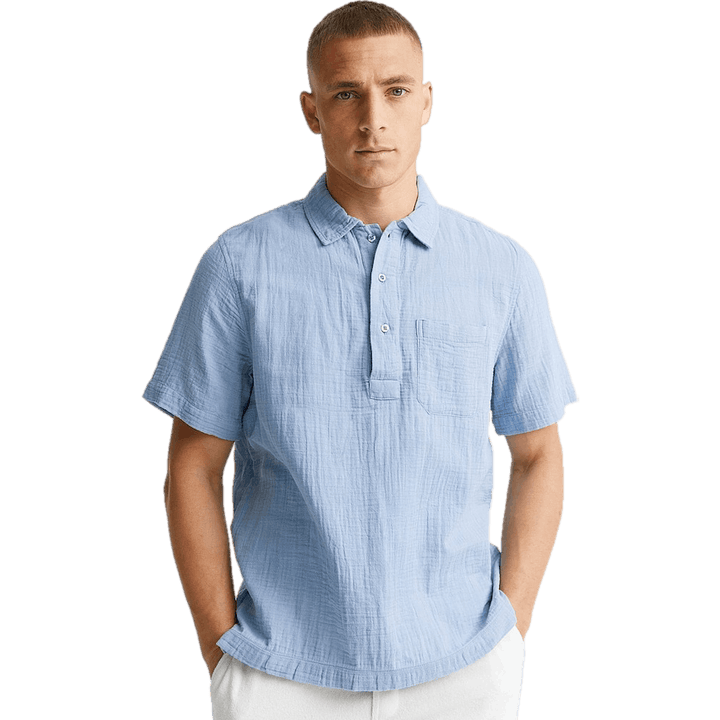 Soft Half Placket paita Lt sininen