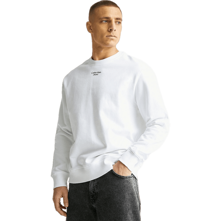 Pull ras du cou à logo empilé Yaf - Blanc brillant