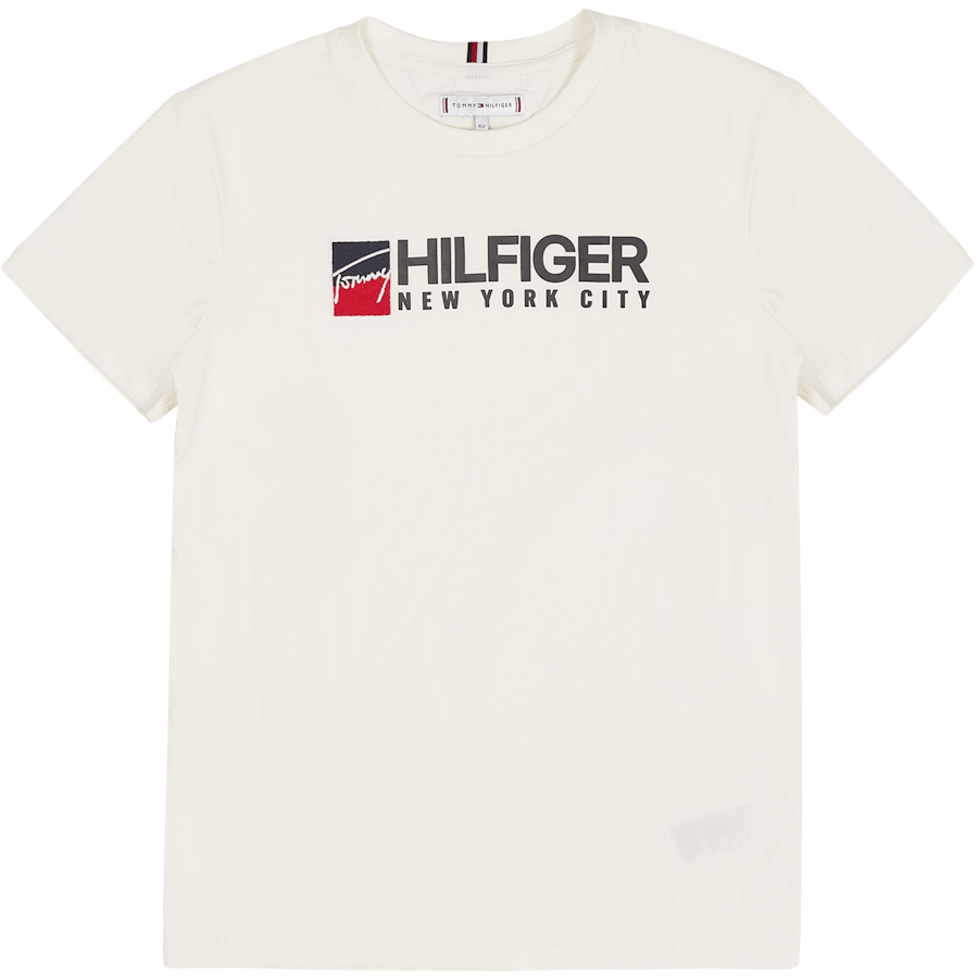 U Tommy Logo Tee S/s Ybh - Altweiß