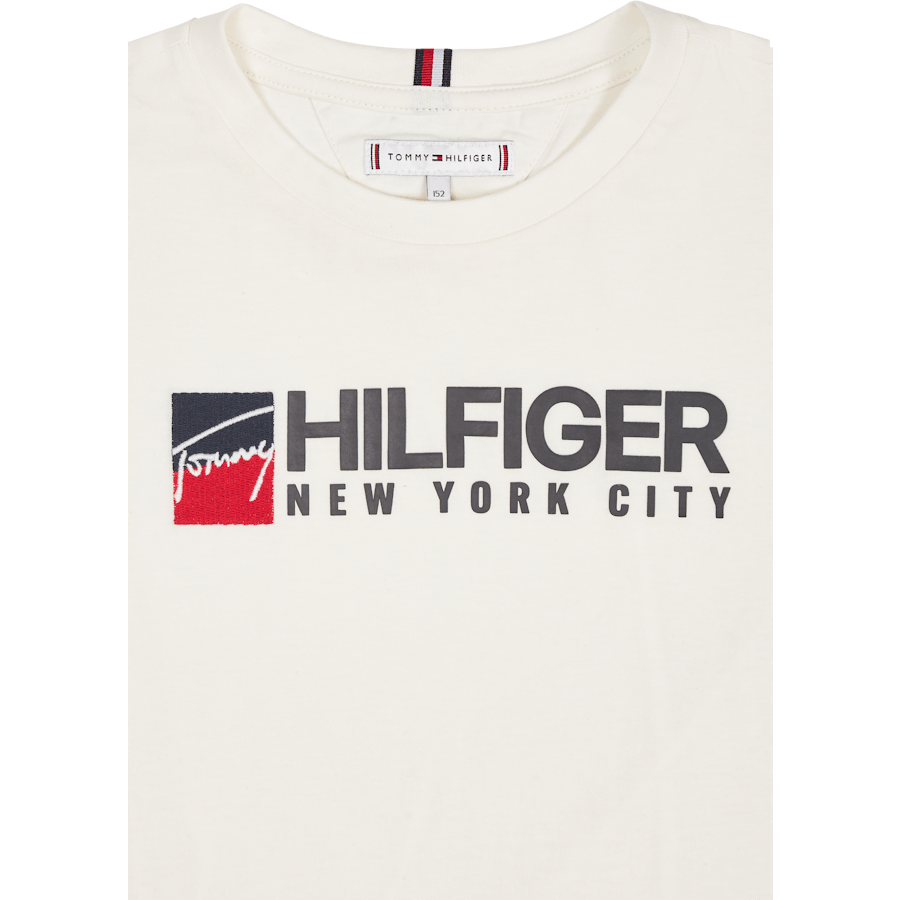 U Tommy Logo Tee S/s Ybh - Altweiß