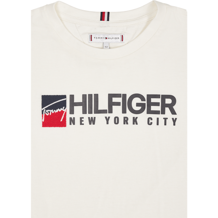 U Tommy Logo Tee S/s Ybh - Altweiß
