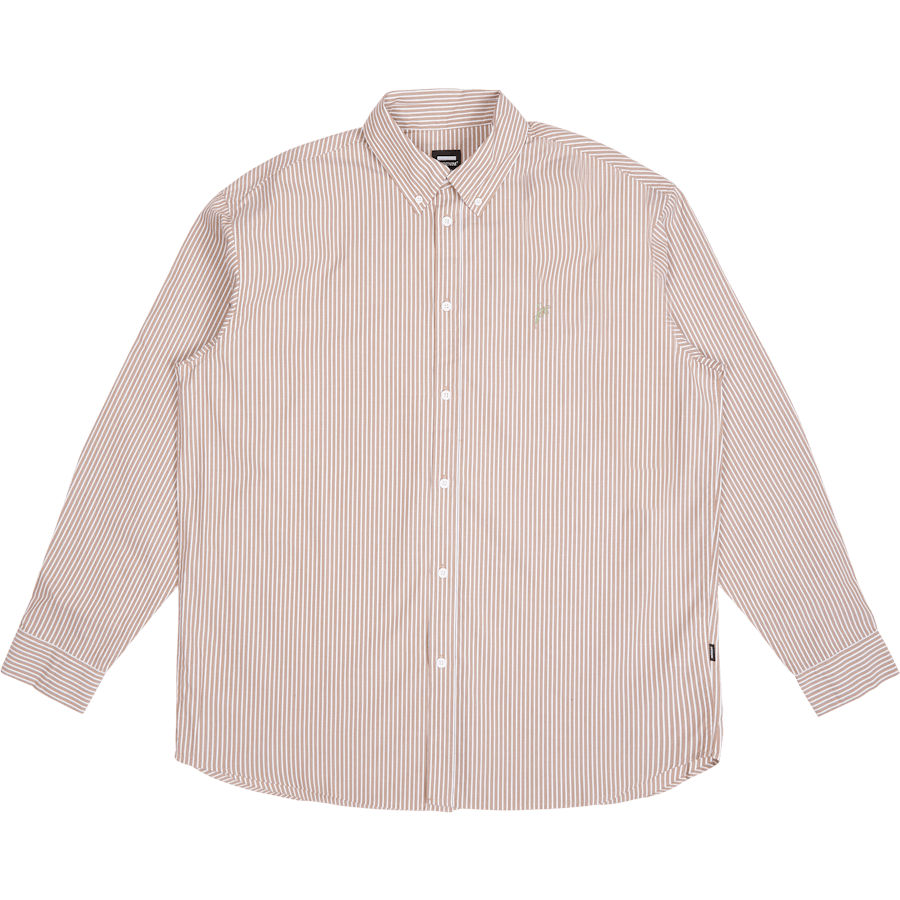 Chemise en popeline State à rayures nougat et fleurs