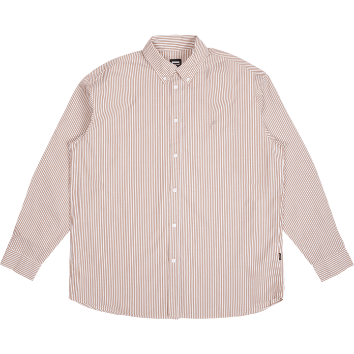 Chemise en popeline State à rayures nougat et fleurs