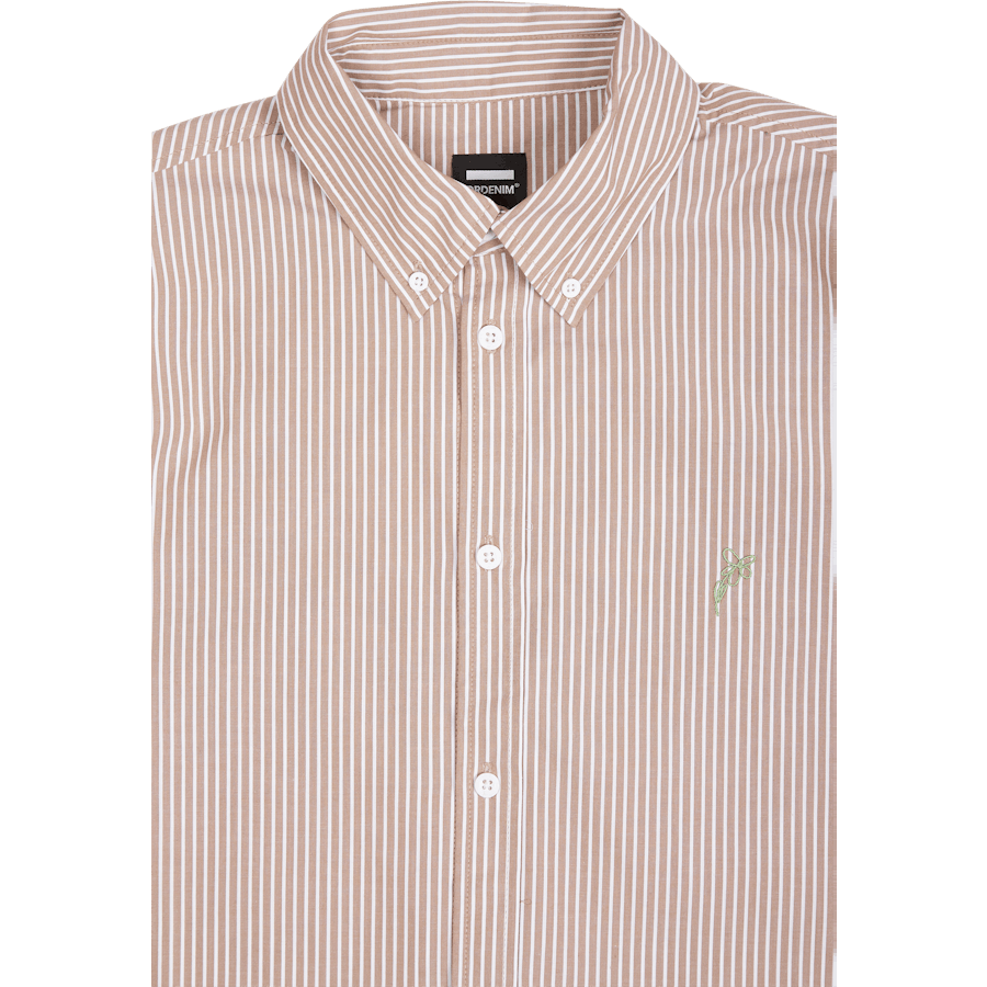 Chemise en popeline State à rayures nougat et fleurs